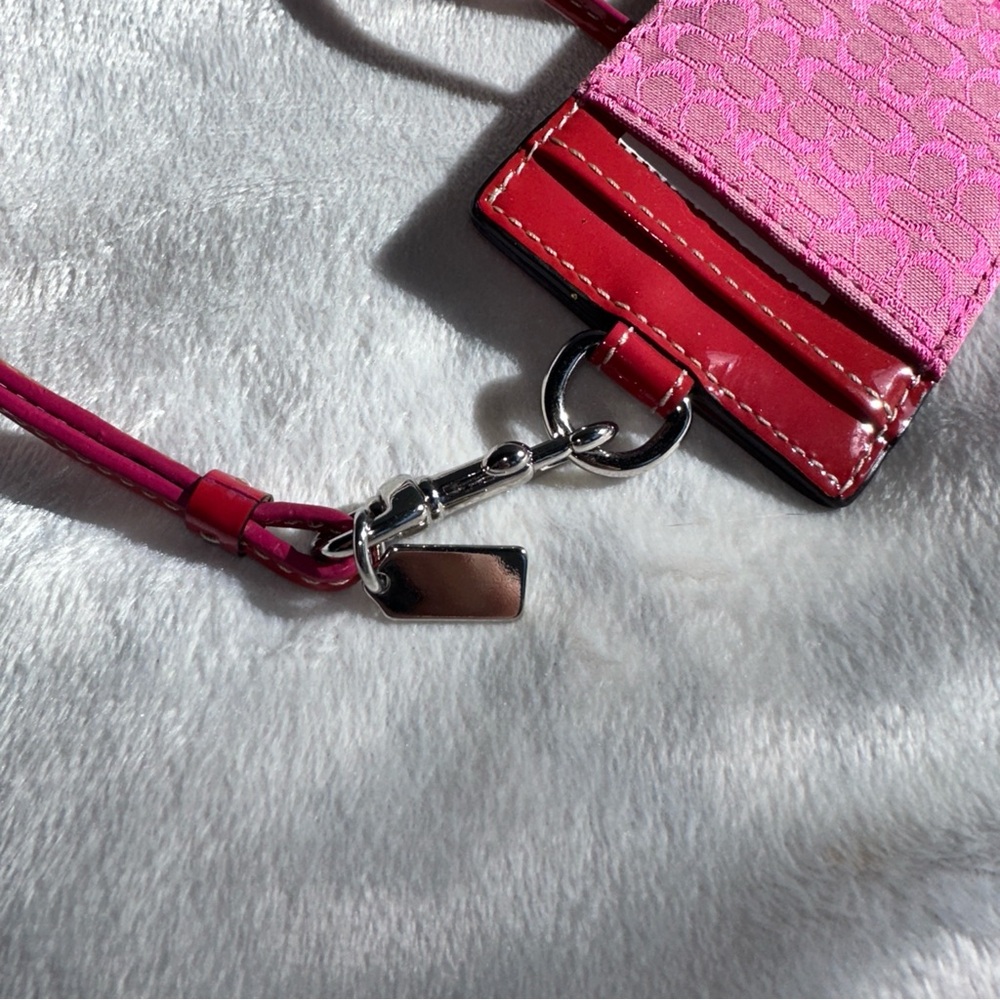 COACH Pink and Red Card Holder - Picture 6 of 6
